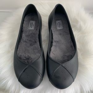 Crocs Black Flats (Wide)